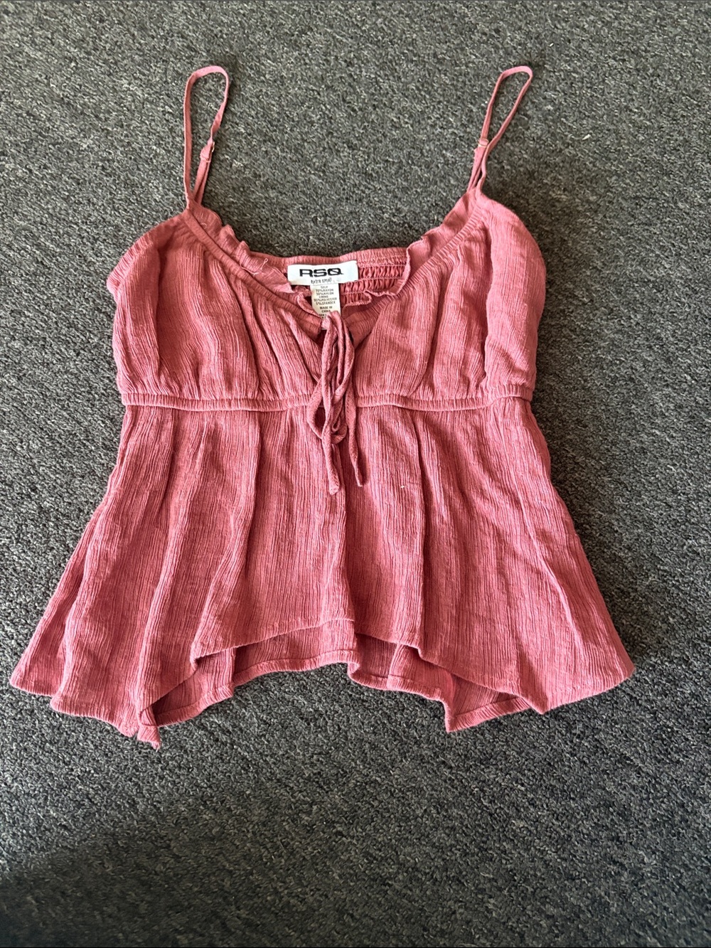 RSQ Rose Pink Tie-Front Peplum Cami
